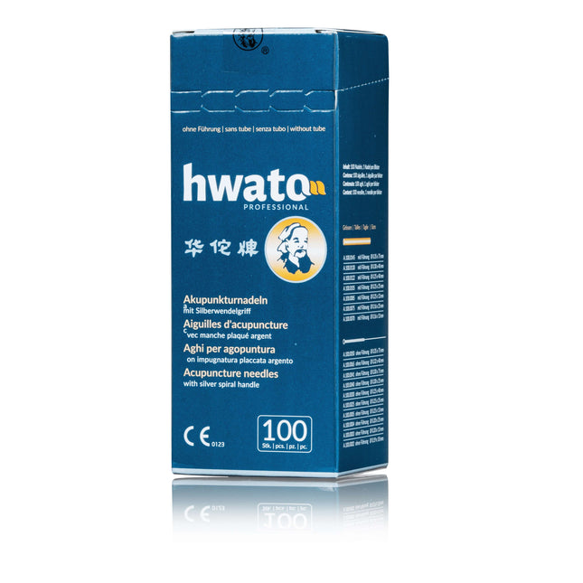 HWATO without guide, silver-plated spiral handle, 100 needles per box (A.100.0002.K)