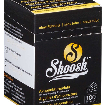 SHOOSH avec manche en cuivre spiralé, sans guide, siliconé, 100 aiguilles par boîte (A.103.0000.K)