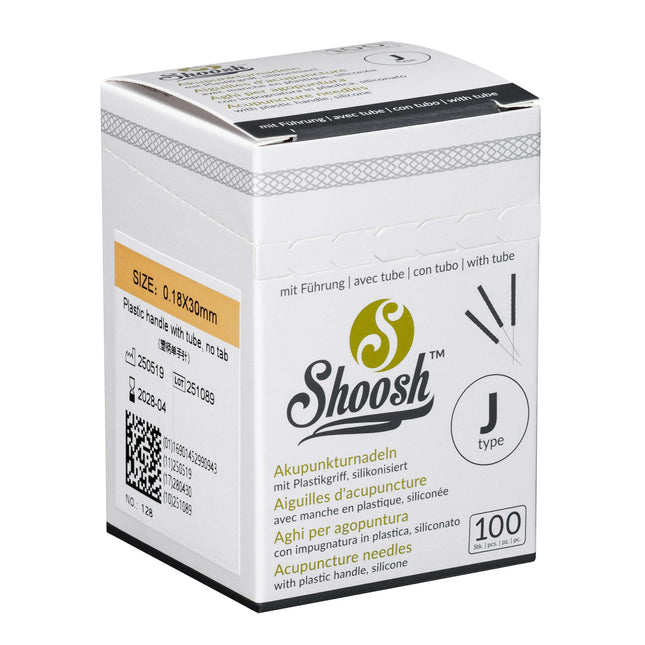 SHOOSH J-Type, mit Kunststoffgriff und Führungsrohr, 100 Nadeln pro Box