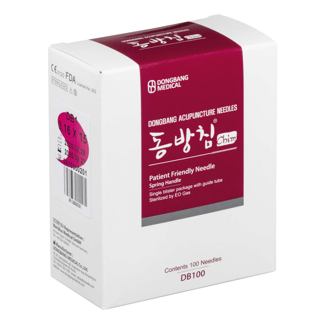 DONGBANG DB100, Korean steel handle with guide, siliconized, 100 needles per box (A.120.0015.K)