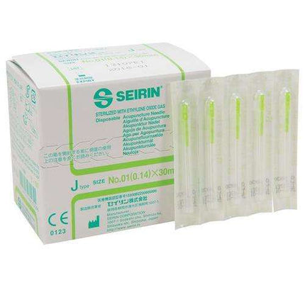SEIRIN tipo J, con impugnatura in plastica, con guida, siliconato, 100 aghi per scatola (A.200.0100.K)