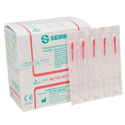 SEIRIN tipo J, con impugnatura in plastica, con guida, siliconato, 100 aghi per scatola (A.200.0100.K)