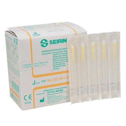SEIRIN tipo J, con impugnatura in plastica, con guida, siliconato, 100 aghi per scatola (A.200.0100.K)