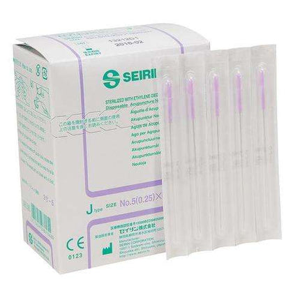 SEIRIN tipo J, con impugnatura in plastica, con guida, siliconato, 100 aghi per scatola (A.200.0100.K)
