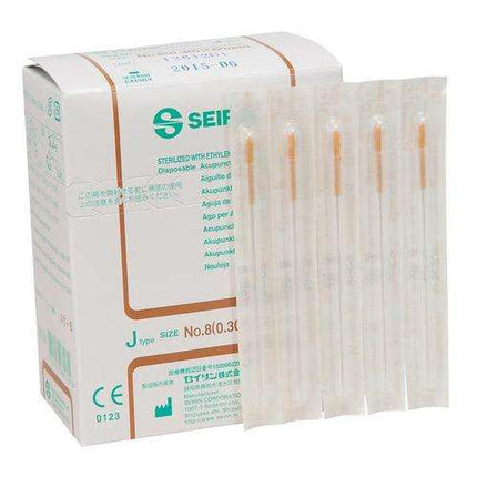 SEIRIN tipo J, con impugnatura in plastica, con guida, siliconato, 100 aghi per scatola (A.200.0100.K)