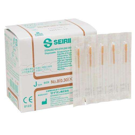 SEIRIN tipo J, con impugnatura in plastica, con guida, siliconato, 100 aghi per scatola (A.200.0100.K)