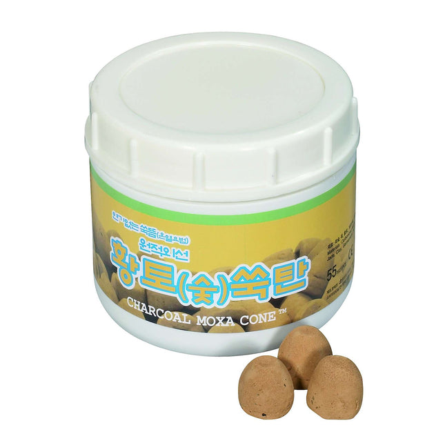 DONGBANG charcoal moxa cone, with yellow earth, low smoke, 55 pcs. (B.160.0031)