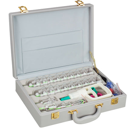 Set de ventouses Deluxe, dans un coffret en similicuir, avec pompe, 24 verres acryliques (D.110.0040)