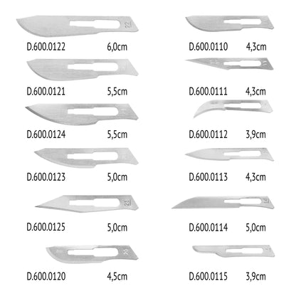 Scalpel stérile à usage unique en acier inoxydable chirurgical, en 12 diff. Tailles (D.600.0000.K)