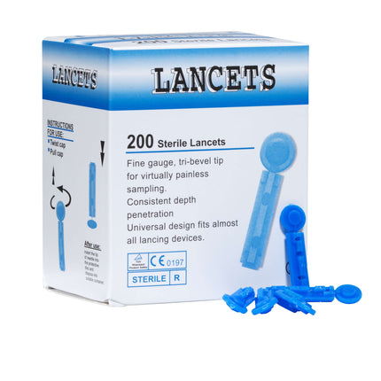 Lancette per sanguinamento blu, 200 pezzi (D.600.0028)