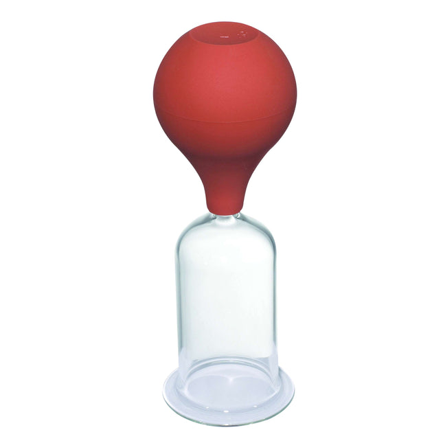 Cupping glass for massage with olive and rubber ball, according to Karl Hecht (Germany), Ø 5 cm (D.100.0041)