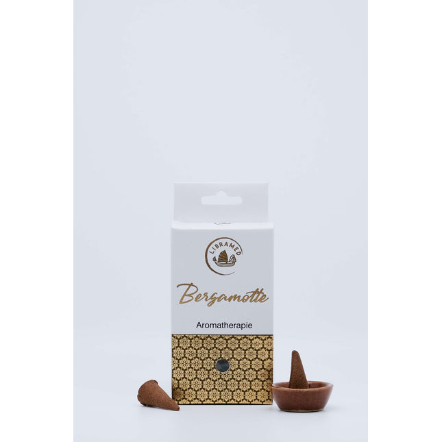 Incense cone BERGAMOTTE, 14 pcs. incl. 1 holder