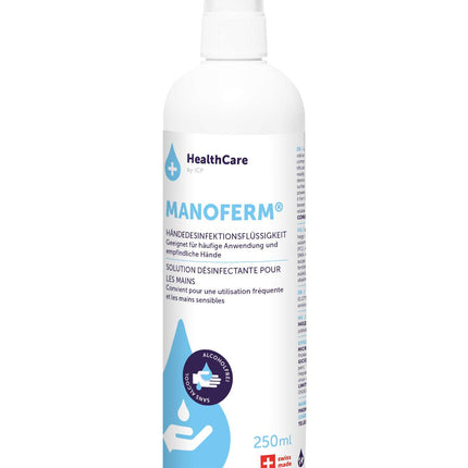 Manoferm, désinfectant pour les mains sans alcool, flacon pulvérisateur de 250 ml (P.100.0562) BauA Reg N72314