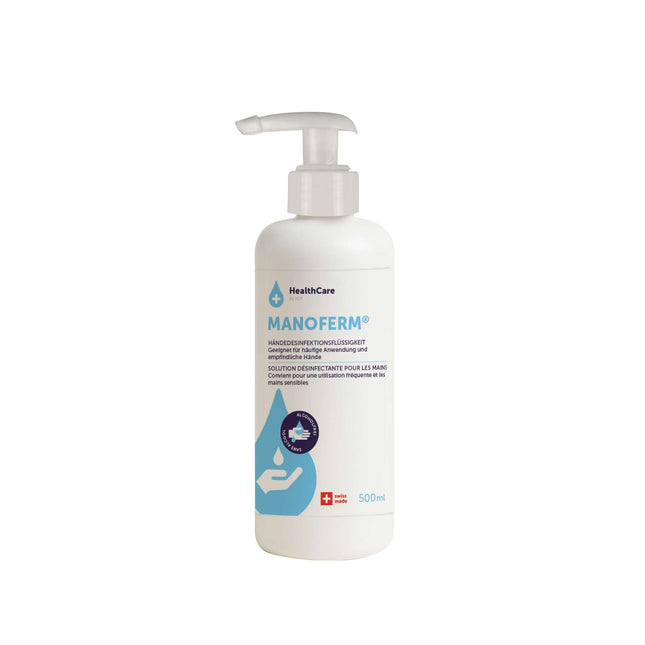 Manoferm 500 ml Fl. mit Dosierpumpe für Haut- und Händedesinfektion, BauA Reg N72314