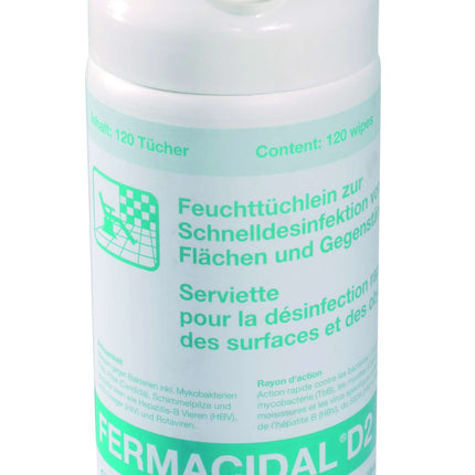 FERMACIDAL D2 Salviette, barattolo da 120 pezzi, per la disinfezione di strumenti e superfici (P.100.0073)
