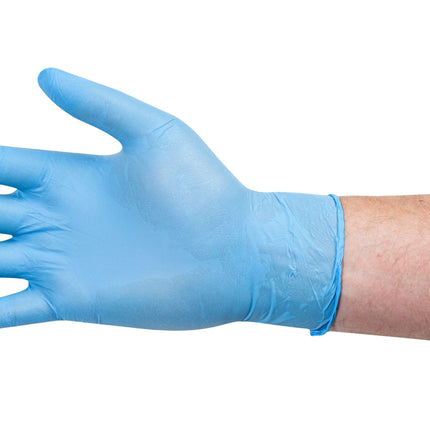Gants d'examen Sempermed Velvet en nitrile, non poudrés, bleus, 200 pièces en 4 tailles : S, M, L, XL (P.100.0364.K)