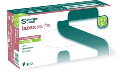 Gants d'examen en latex, sempermed latex comfort, 100 pces/boîte, en 4 tailles : S, M, L, XL