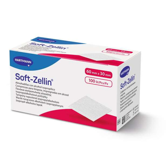 SOFT-ZELLIN-C skin cleansing swabs, from Hartmann, 6 x 3 cm, 100 pcs. (P.100.0530)