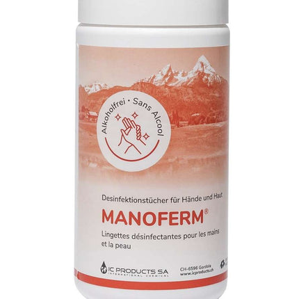 Manoferm Wipes, Desinfektionstücher ohne Alkohol für die Hände, Haut, 120 Tücher in Dose (P.100.0567)