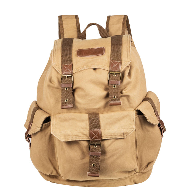 Shoosh® Canvas Backpack Rucksack, 100% Canvas soft, colour khaki, Eco friendly,