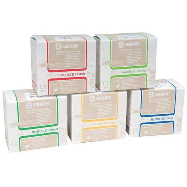 SEIRIN type J, with plastic handle, with guide, siliconized, 100 needles per box (A.200.0100.K)